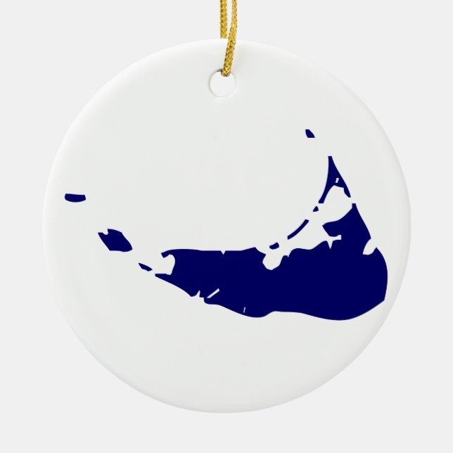 Adorno De Cerámica Azul de la isla de Nantucket (Frente)