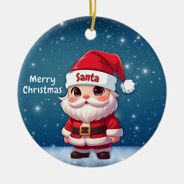 Adorno De Cerámica Azul de Santa🎅 🎄 (Frente)