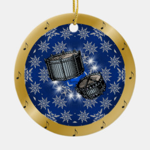 Adorno De Cerámica ~ azul del navidad del ~ del oro del ~ del ~ de la