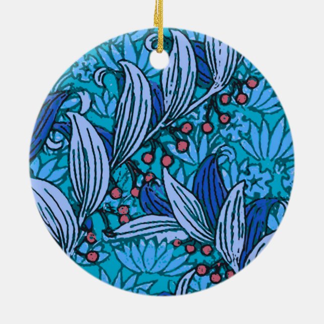 Adorno De Cerámica Azul Floral Antiguo Boho Moderno (Atrás)