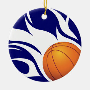 Adorno De Cerámica Azul llameante y blanco del baloncesto