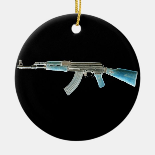 Adorno De Cerámica Azul negativo AK-47 (Frente)