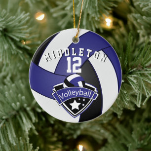 Adorno De Cerámica Azul oscuro, blanco y negro personalizan 🏐 vole