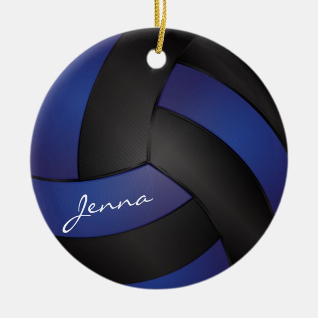 Adorno De Cerámica Azul oscuro y negro personalizan el voleibol (Frente)