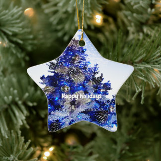 Adorno De Cerámica azul para el árbol de Navidad