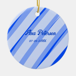 Adorno De Cerámica azul pastel añadir nombre fecha líneas patrón boho