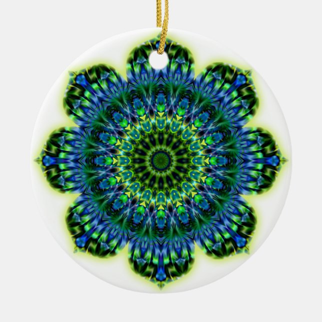 Adorno De Cerámica azul verde Mandala (Frente)