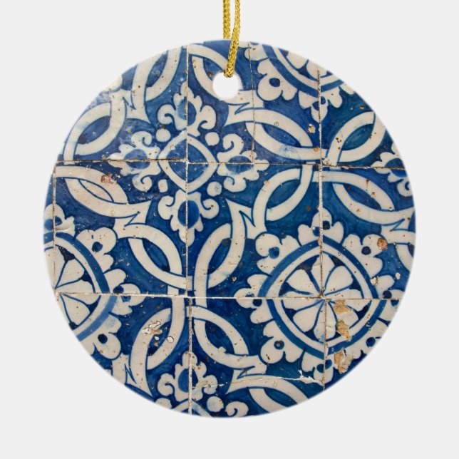 Adorno De Cerámica Azulejo portugués vintage (Frente)