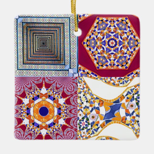 Adorno De Cerámica Azulejos geométricos con un giro CG (Anverso)