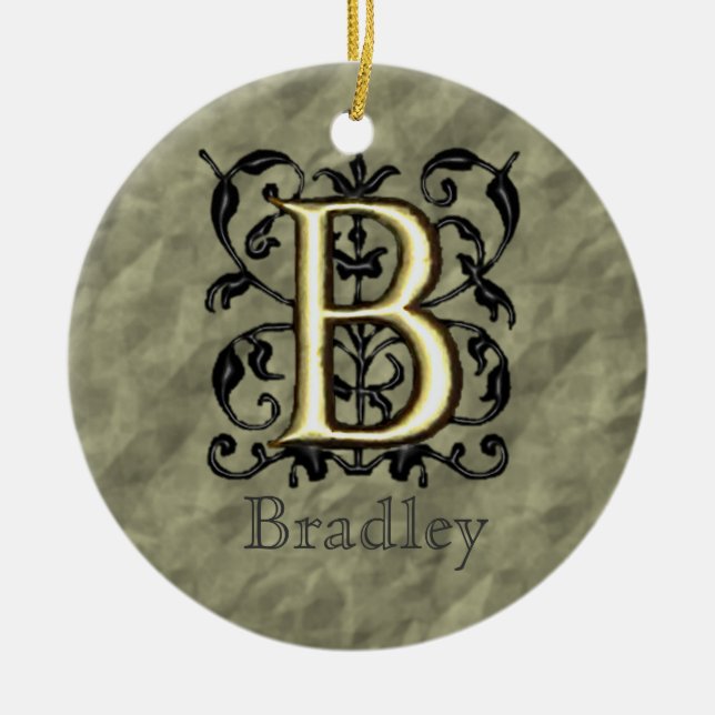 Adorno De Cerámica B - Monograma de cosecha Grabado en relieve (Frente)