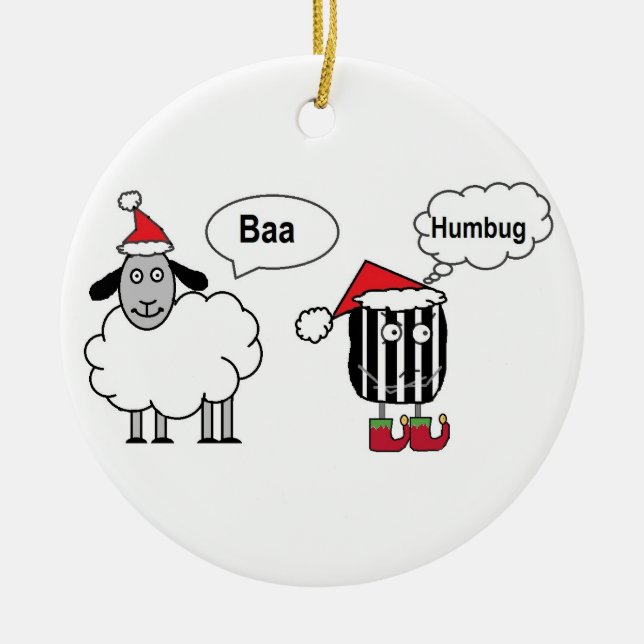 Adorno De Cerámica Baa Humbug Funny Ornament Christmas (Frente)