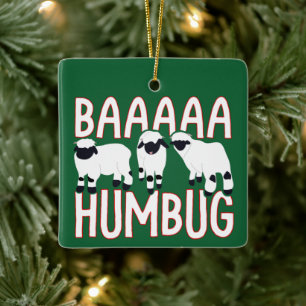Adorno De Cerámica Baa Humbug Funny Valais Navidades de ovejas negras