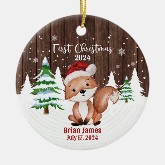 Adorno De Cerámica Babies First Christmas Fox Ornament (Frente)
