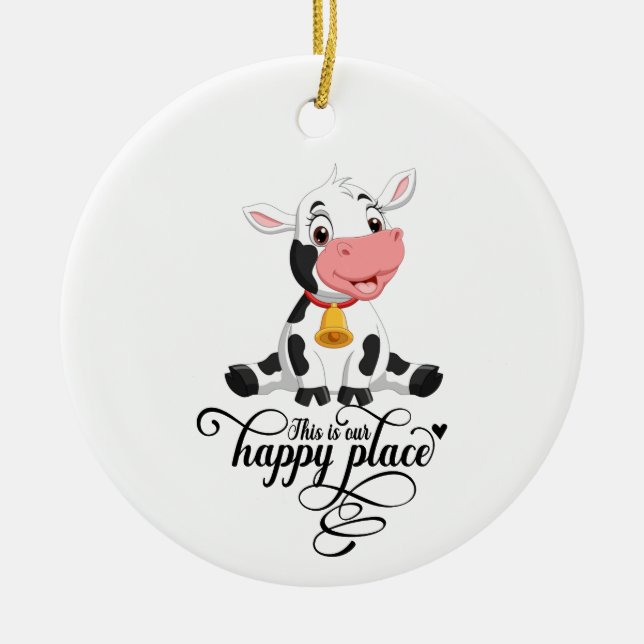 Adorno De Cerámica Baby Cow Nuestro Lugar Feliz (Frente)