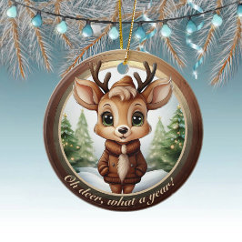 Adorno De Cerámica Baby Deer Antlers Animal Character Christmas 🦌🎄