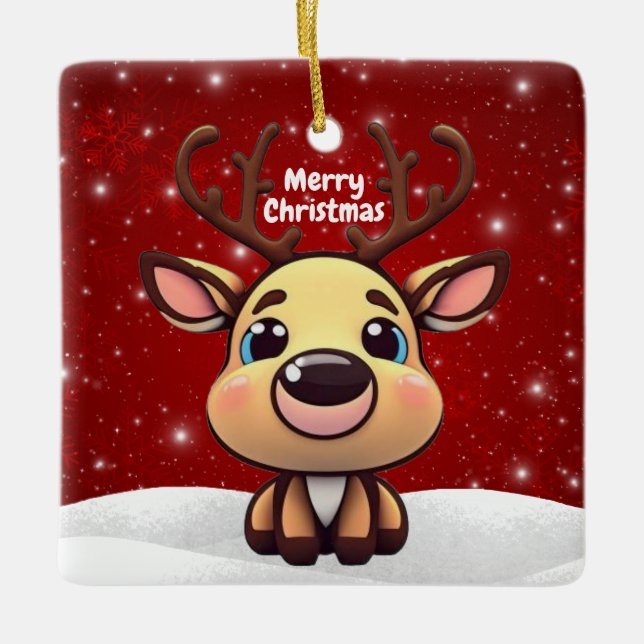 Adorno De Cerámica Baby Deer, Fawn, Doe 🦌 🎄Cute Merry Christmas (Anverso)