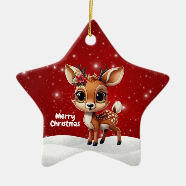 Adorno De Cerámica Baby Deer, Fawn, Doe, Reindeer🦌 🎄Merry Christmas (Frente)