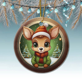 Adorno De Cerámica Baby Deer Rustic Doe Character Fawn Xmas Tree 🦌🎄