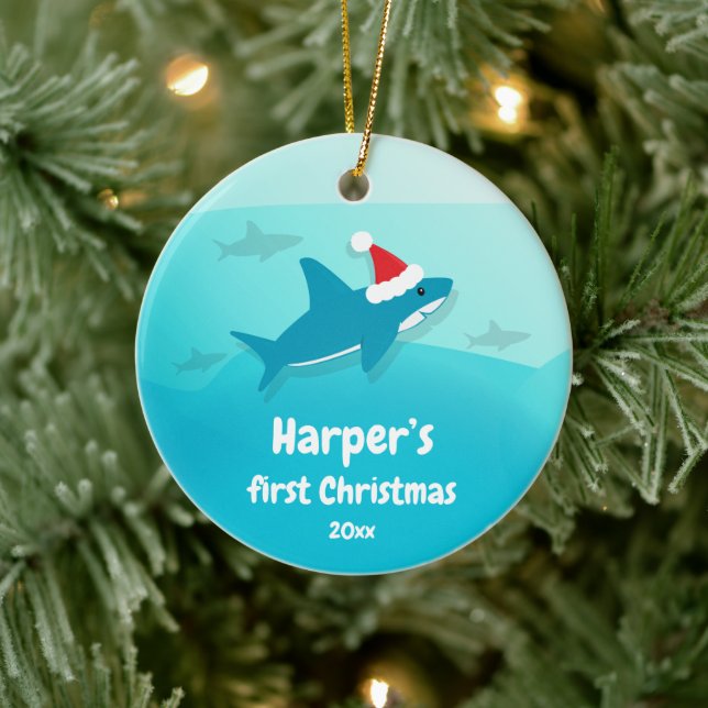 Adorno De Cerámica Baby First Christmas Blue Shark (Árbol)