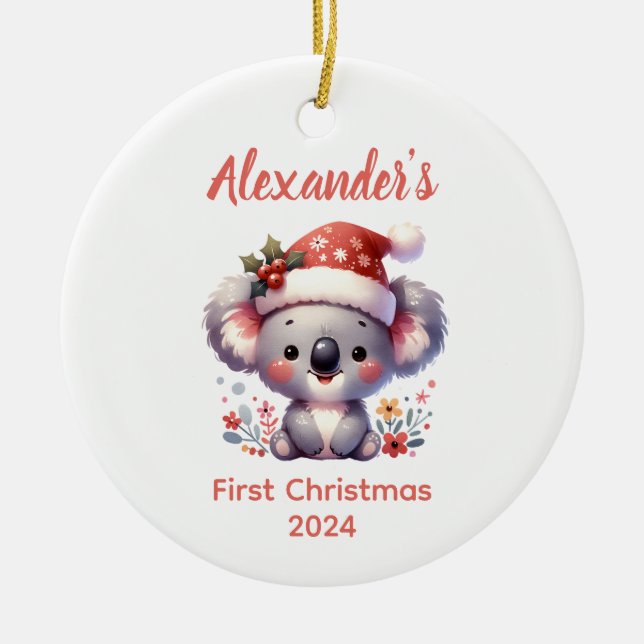 Adorno De Cerámica Baby First Christmas Koala Bear Animal (Frente)