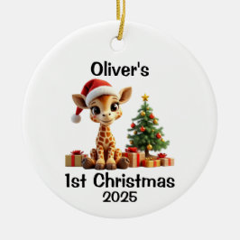 Adorno De Cerámica Baby Giraffe Christmas
