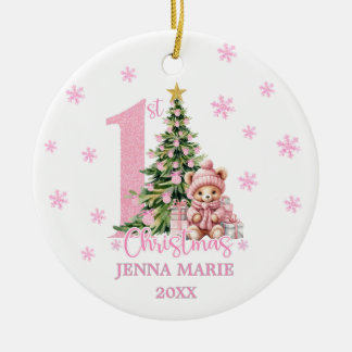 Adorno De Cerámica BABY GIRL 1ST CHRISTMAS PHOTO Ornament