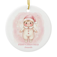 Baby Girl First Christmas Pink Santa Photo