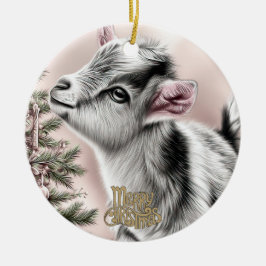 Adorno De Cerámica Baby Goat Christmas 13 and YOUR PHOTO