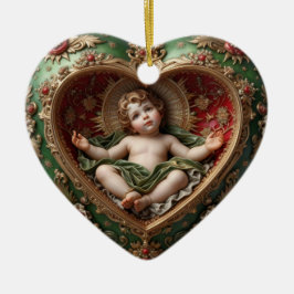 Adorno De Cerámica Baby Jesus Cradle of Light Ornament