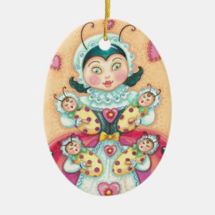 Adorno De Cerámica Baby Ladybugs MOM CHRISTMAS ORNAMENT Personalizar