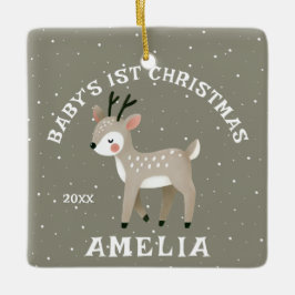 Adorno De Cerámica Baby’s 1st Christmas Reindeer Keepsake Photo