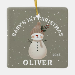 Adorno De Cerámica Baby’s 1st Christmas Snowman Keepsake Photo