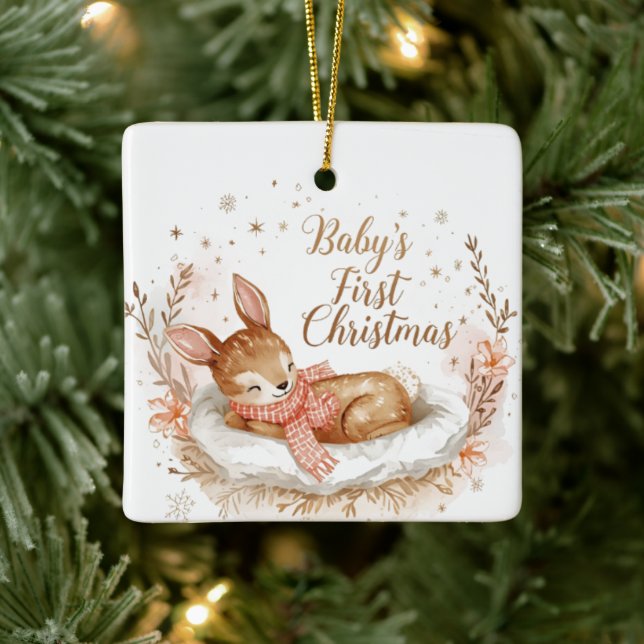 Adorno De Cerámica Baby’s First Christmas A Square Keepsake  (Árbol)