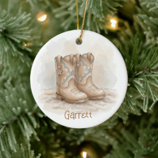 Adorno De Cerámica Baby’s First Christmas Cowboy Boots