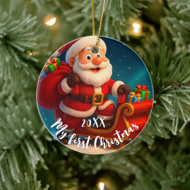Adorno De Cerámica Baby’s First Christmas - Cute Holiday Santa (Árbol)