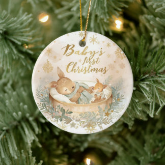 Adorno De Cerámica Baby’s First Christmas Double-Sided Ceramic