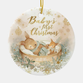 Adorno De Cerámica Baby’s First Christmas Double-Sided Ceramic