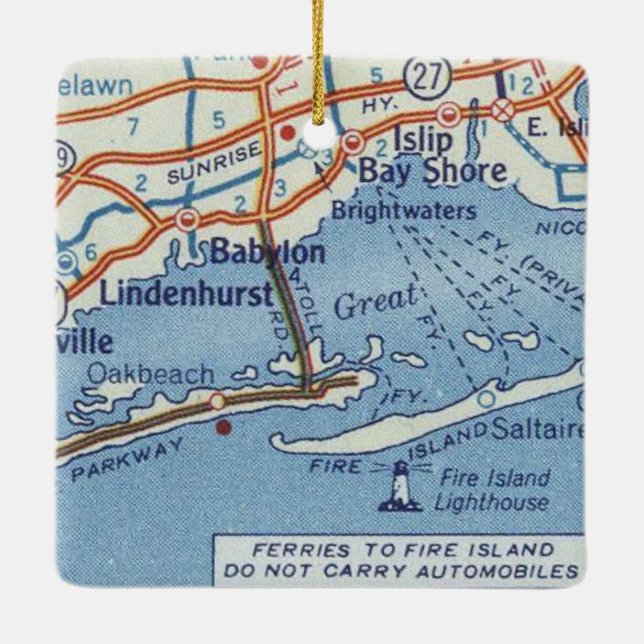 Adorno De Cerámica Babylon NY Vintage Map (Reverso)