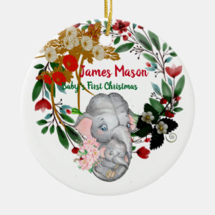 Adorno De Cerámica Babys 1Navidades Botánico Green Wreath Floral