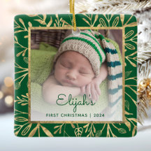 Babys 1Navidades Foto Foliage Green Gold