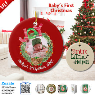Adorno De Cerámica Babys 1Navidades Santas Pequeña FOTO