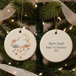 Adorno De Cerámica Baby's 1st Christmas Ornament - Moon & Stars