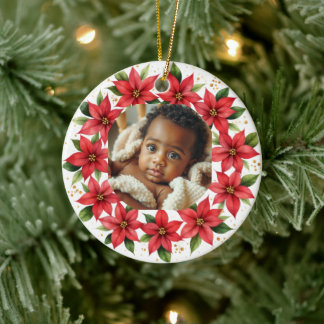 Adorno De Cerámica Baby's First Christmas 2025 Poinsettia Wreath