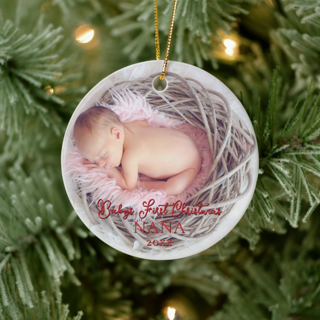 Adorno De Cerámica Babys First Christmas Baby Stats New Parents (Árbol)