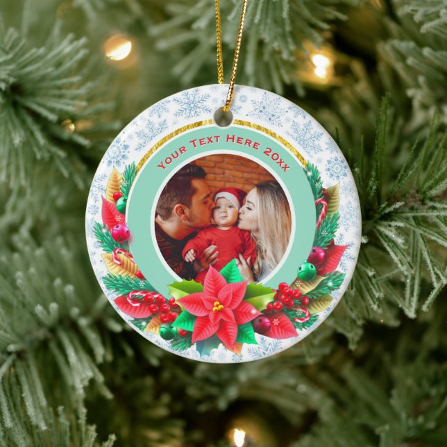 Adorno De Cerámica Baby's First Christmas Custom Name Photo Keepsake (Árbol)