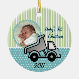 Adorno De Cerámica Babys First Christmas Dump Truck Photo
