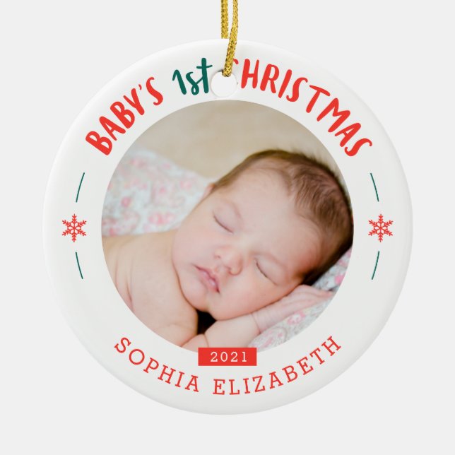 Adorno De Cerámica Baby's First Christmas Keepsake (Frente)