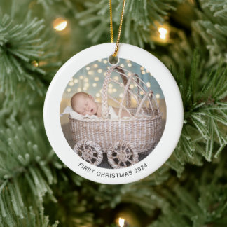 Adorno De Cerámica Babys First Christmas Monocrome Winnament