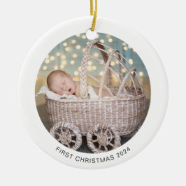 Adorno De Cerámica Babys First Christmas Monocrome Winnament