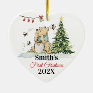Adorno De Cerámica Baby's First Christmas Ornament | Bear & Bees Cust